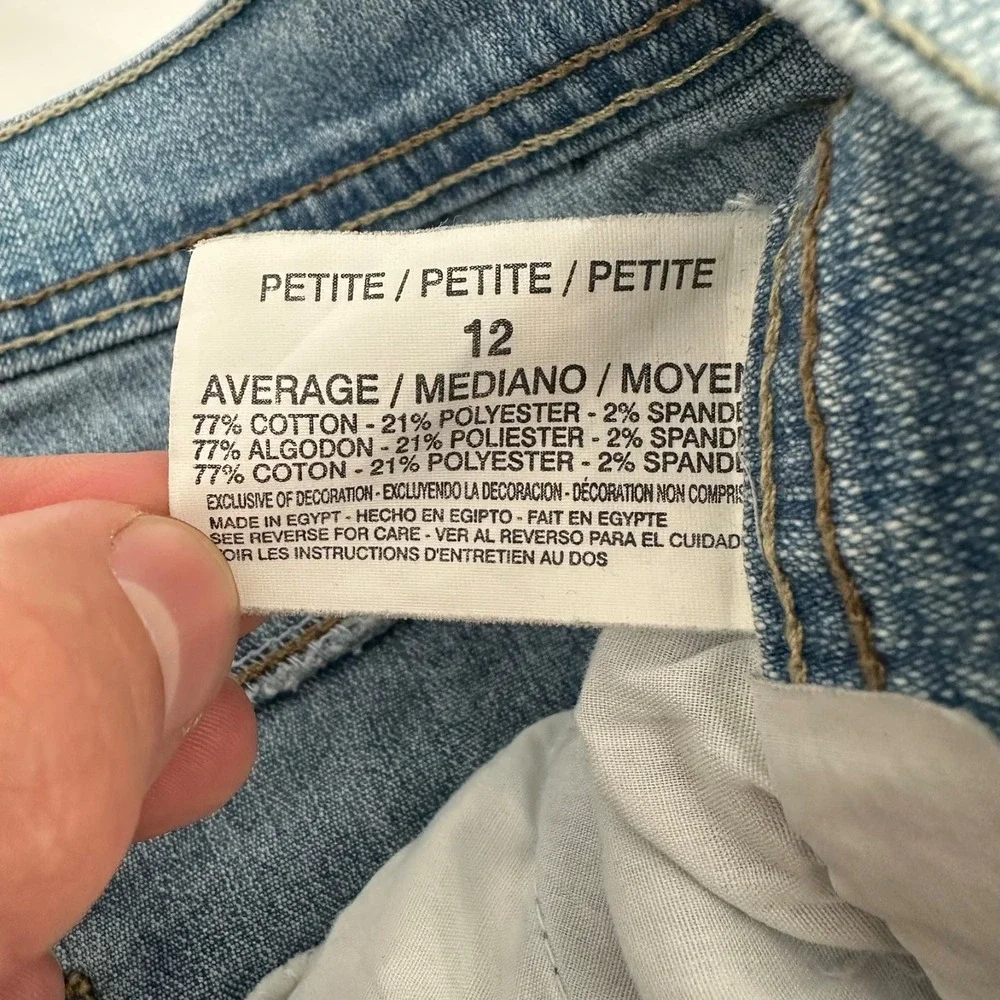 Gloria Vanderbilt Straight Jeans Womens 12 Petite Blue Denim Stretch Mid Rise